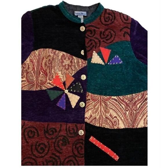 Indigo Moon Women's Patchwork Cardigan Sweater Vintage Ladies Multicolor Size 1X - Picture 2 of 9
